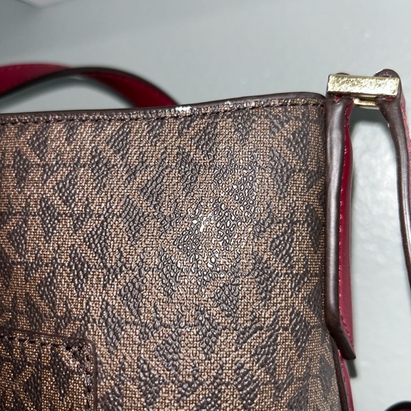 Medium Shoulder Michael Kors Logo Purse with Red Strap and Red Interior - Picture 3 of 5